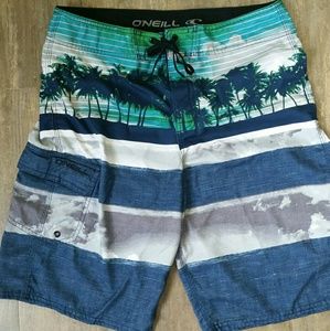O'Neil Swim Trunks Board Shorts Palm Tree Print